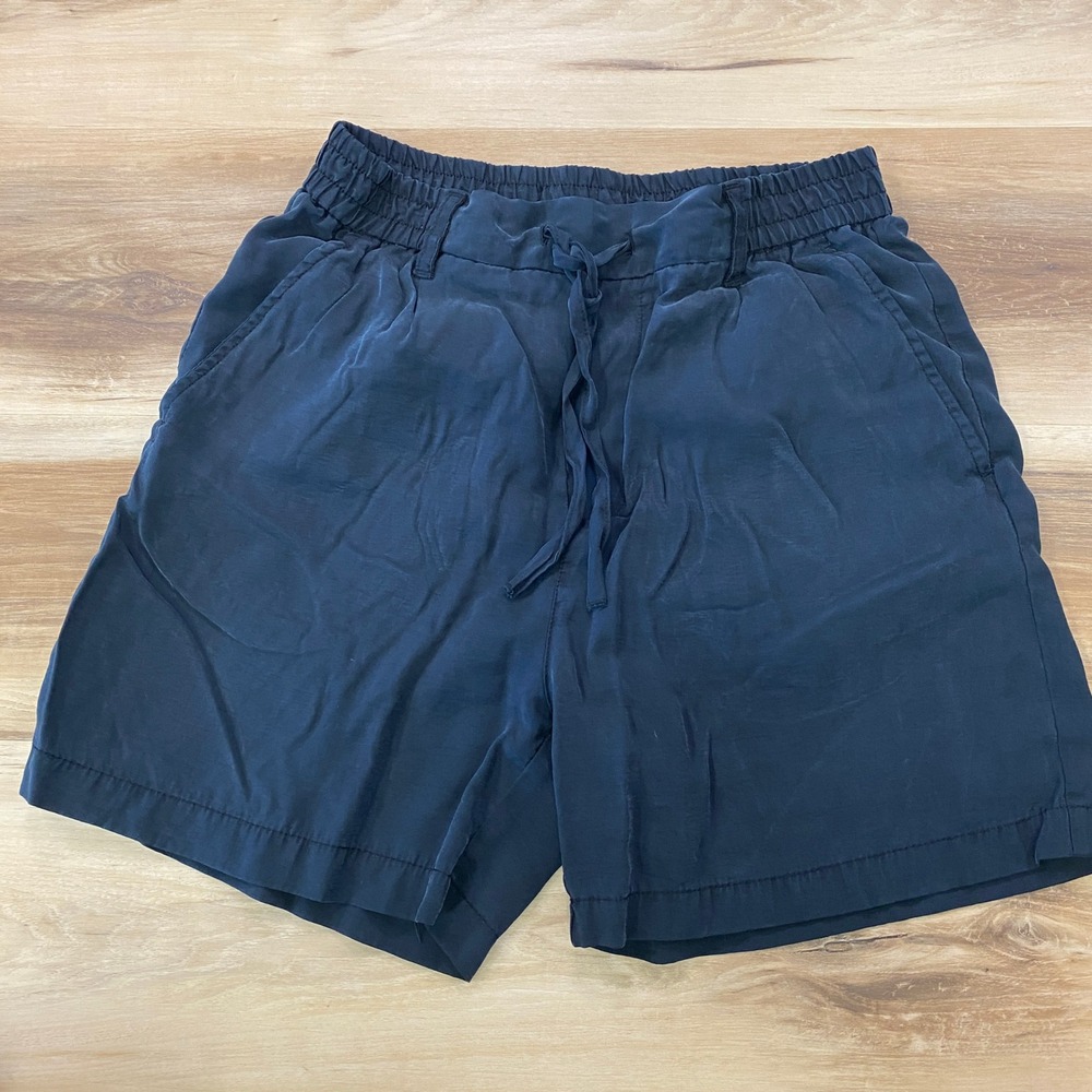 Zara Shorts Small Drawstring Elastic Waist Modal Blend Relaxed Navy Blue